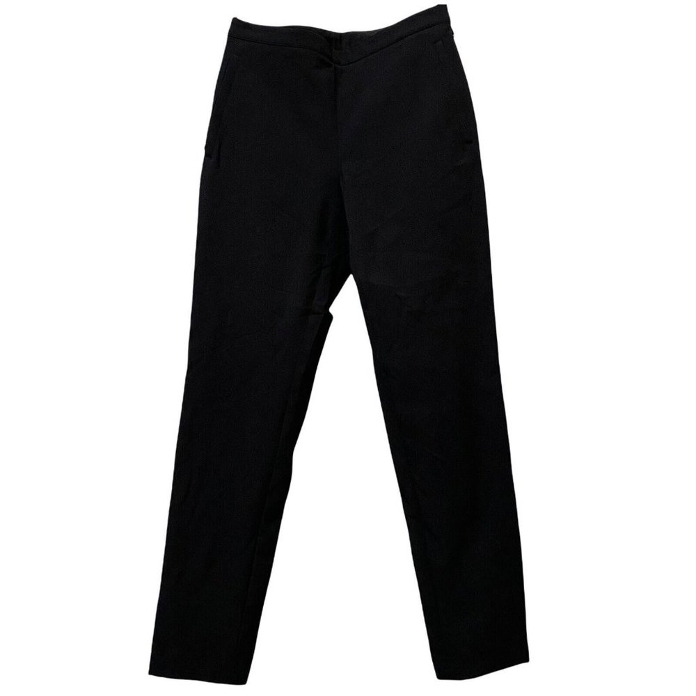 Prada Womens High Waist Straight Leg Pants Black IT Sz 42 28 Flare Back Zippers
